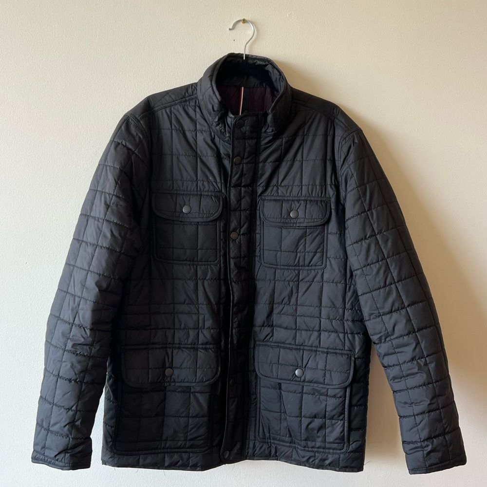 Tommy Hilfiger Mens Black 6 Pocket Mid Weight Water Resistant Zipper Jacket